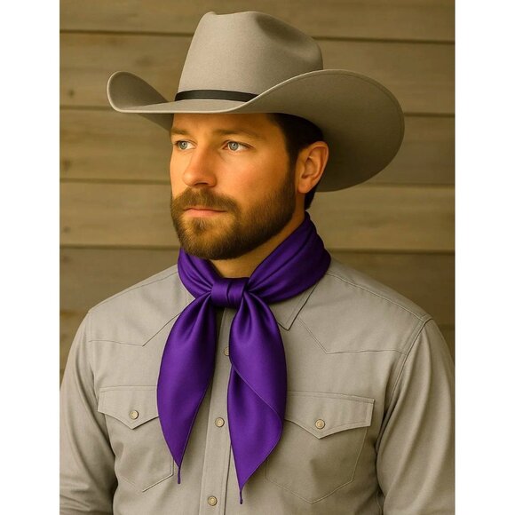 Purple Wild Rag Large Scarf 35x35 Inches Satin   Western Accessory Cowgirl or Co - Picture 3 of 6